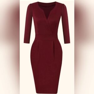HiQueen ~ Women's V-Neck Pencil Dress